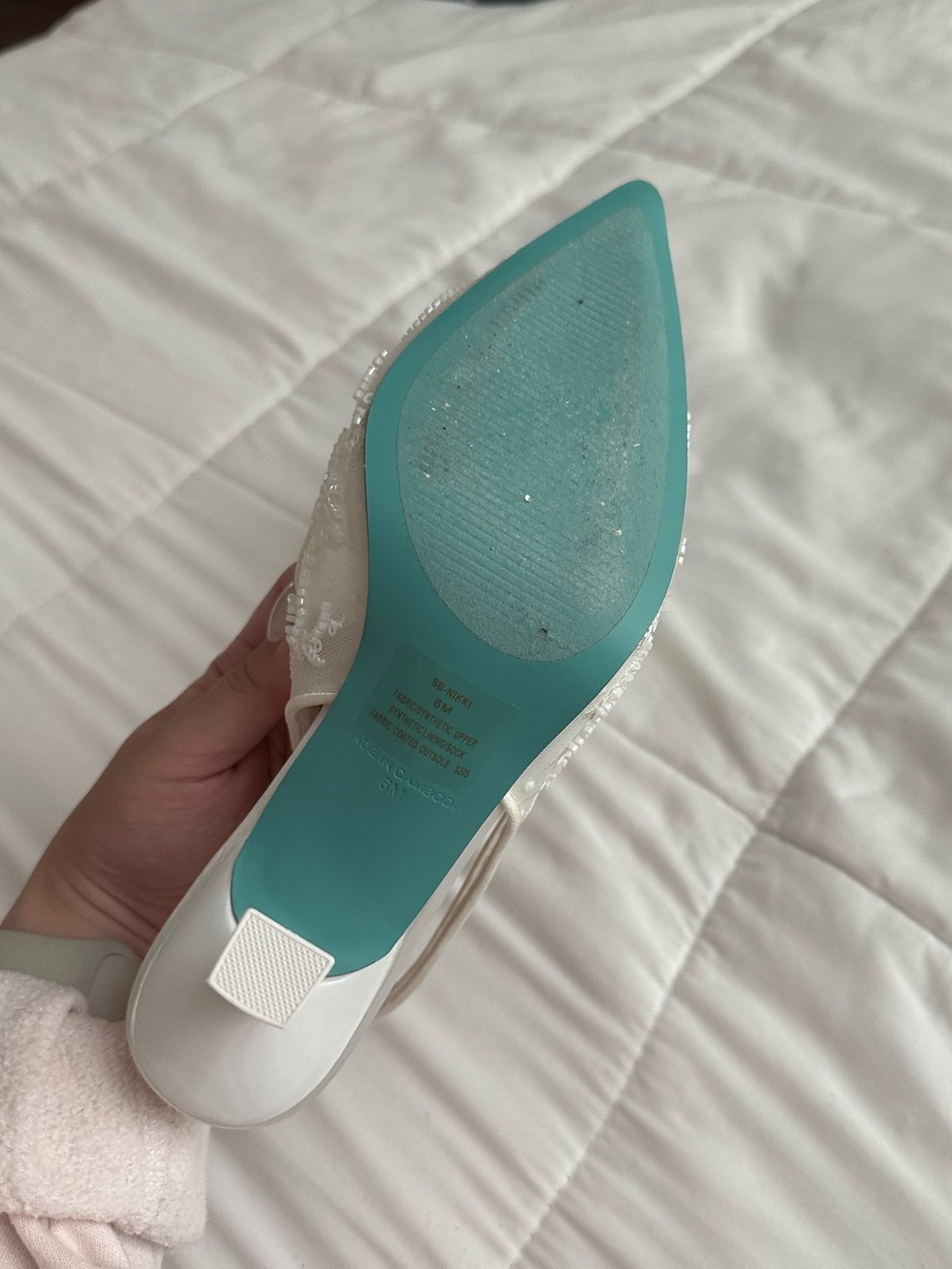 Betsey Johnson Ivory Beaded Pointed Slingback Heels - Picture 6 of 7